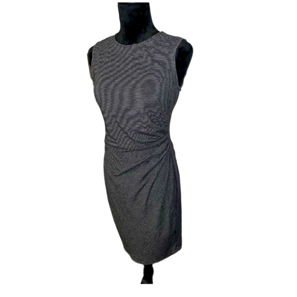 Theory Black and Gray Striped Midi Dress- Medium - Picture 4 of 5